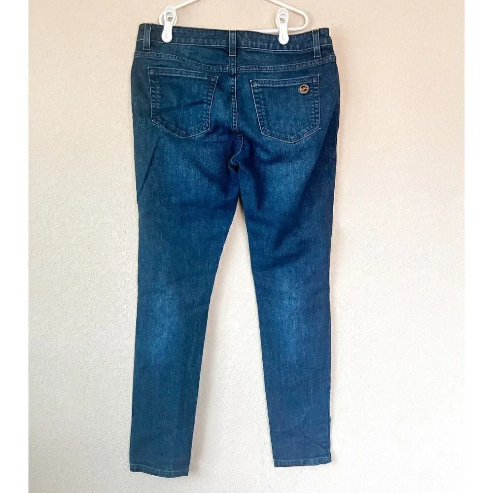 Michael Kors Denim Skinny Jeans Gold zipper front Pockets Size 6